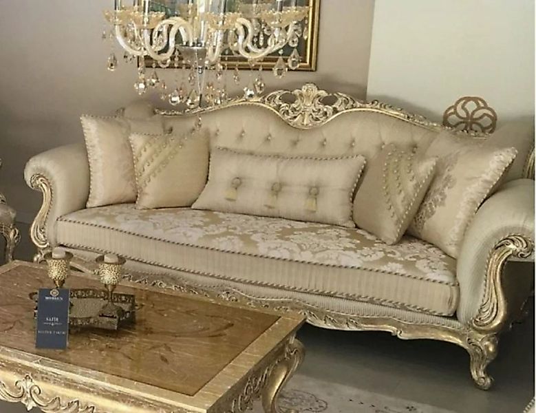 Casa Padrino Sofa Luxus Barock Sofa Gold / Antik Gold - Prunkvolles Wohnzim günstig online kaufen