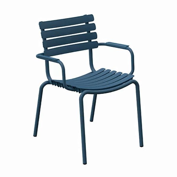Stapelbarer Sessel ReCLIPS plastikmaterial blau / Armlehnen aus Metall - Re günstig online kaufen
