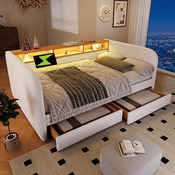 Flieks Polsterbett, LED Daybett Kinderbett 140x190cm günstig online kaufen