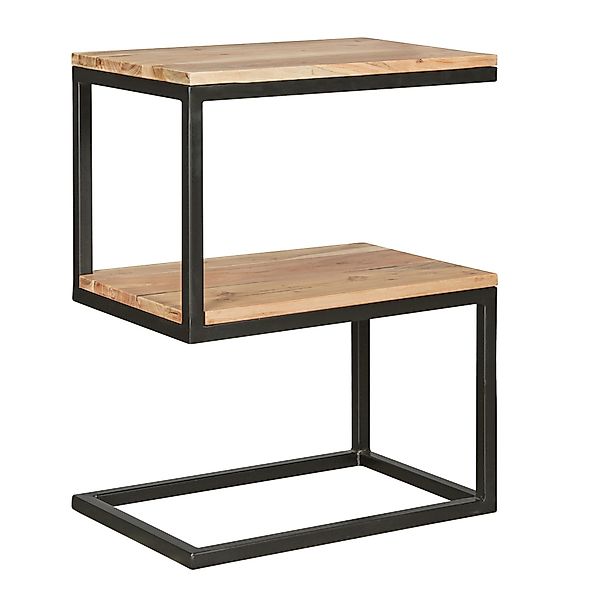 FINEBUY Beistelltisch Beistelltisch S-Form Massivholz Metall günstig online kaufen