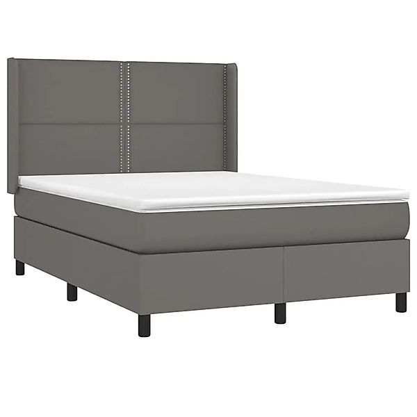 vidaXL Boxspringbett mit Matratze & LED Grau 140x200 cm Kunstleder 3139329 günstig online kaufen