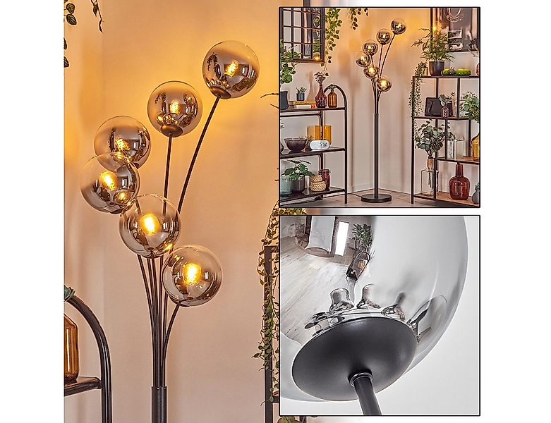 hofstein Stehlampe Stehlampe aus Metall/Glas in Schwarz/Chrom/Rauch/Klar mi günstig online kaufen