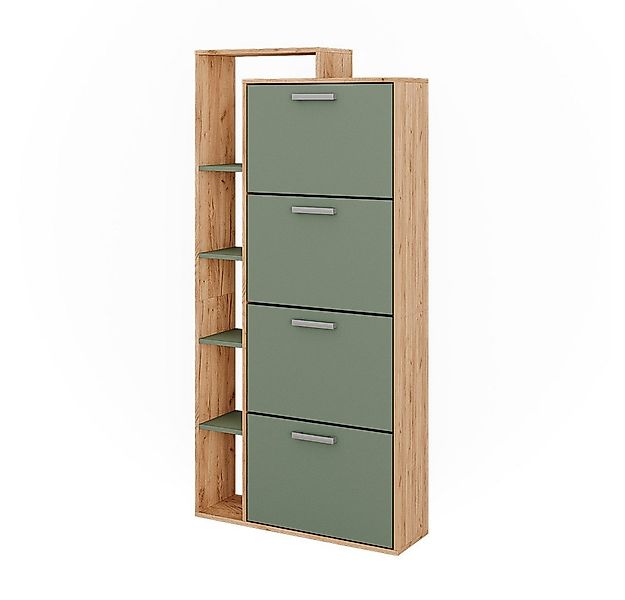 Vicco Schuhkipper Orlando, Goldkraft Eiche/Grün, 80 x 166.1 cm mit 4 Fächer günstig online kaufen