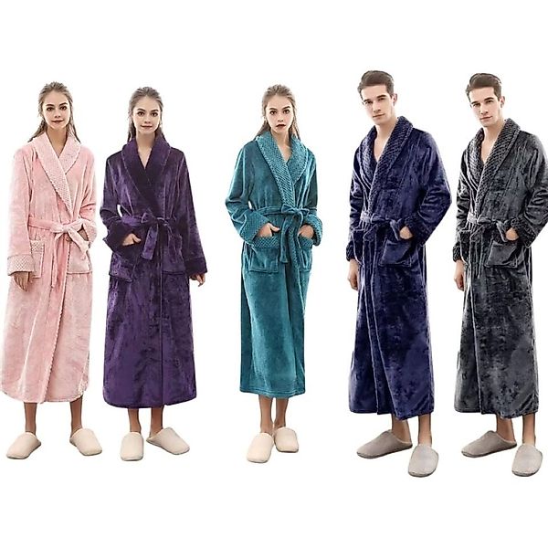 VewoTex Bademantel Flanell » langer Saunamantel mit Taschen und Kragen in W günstig online kaufen