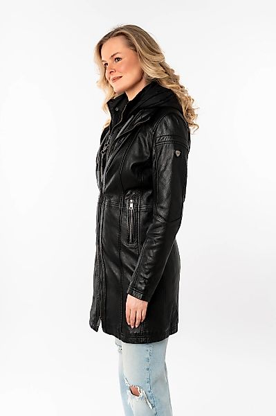 Mauritius Ledermantel "MWMilene" mit Nylonkapuze und Stehkragen günstig online kaufen