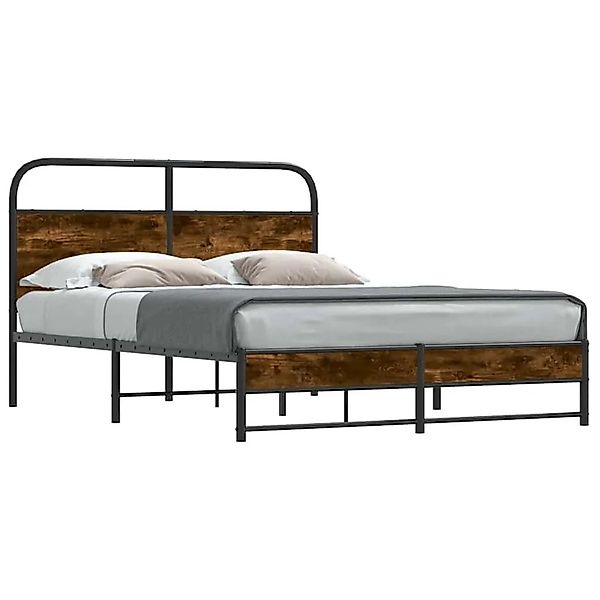 vidaXL Bettgestell Ohne Matratze 135x190 cm Räuchereiche Holzwerkstoff 4100 günstig online kaufen