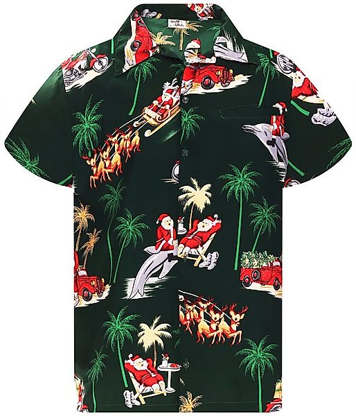 King Kameha Hawaiihemd Christmas Dolphin Santa Kurzarm Front-Tasche Unisex günstig online kaufen
