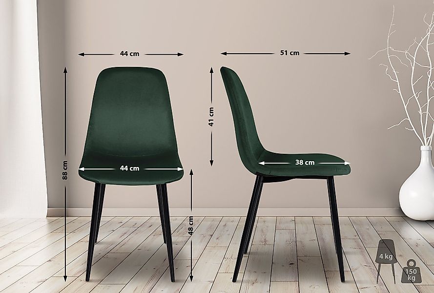 CLP Esszimmerstuhl Napier (4er Set), Metall, günstig online kaufen
