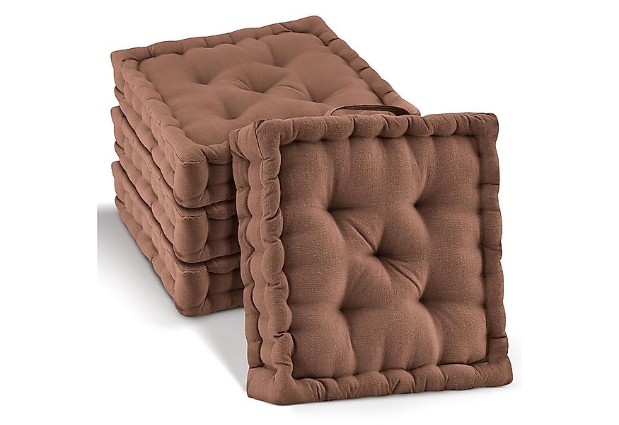 Beautissu Stuhlkissen 4er Set Bodenkissen Sitzkissen Mila, 40x40cm, Braun, günstig online kaufen