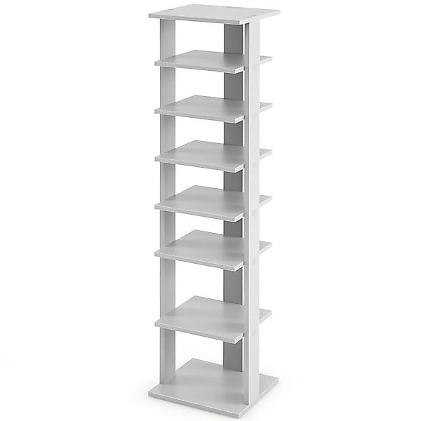 Costway 8 Stufiges Schuhregal Höhenverstellbar Holz Grau Einzel günstig online kaufen