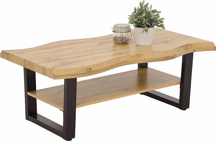 HELA Couchtisch "GABRIEL" Ablageboden; Baumkantenoptik; U-Gestell günstig online kaufen