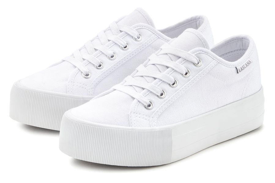 LASCANA Sneaker Schnürhalbschuh, Freizeitschuh aus Textil mit Plateausohle günstig online kaufen