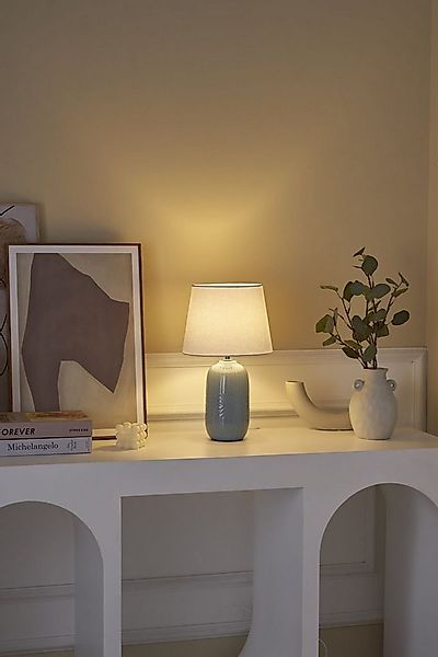 Pauleen Tischleuchte Glowing Hug max20W Blau/Beige 230V Stoff/Keramik, ohne günstig online kaufen