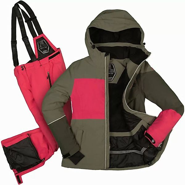 Killtec Skianzug Damen Skijacke grün + Skihose pink, verschweißte Nähte günstig online kaufen