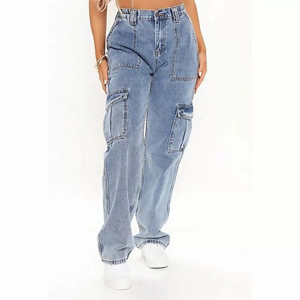 KIKI Jeansleggings Workwear-Jeans Damen-Multi-Pocket-Hose mit weitem Bein günstig online kaufen