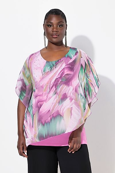 Ulla Popken Druckbluse Chiffonbluse doppellagig Oversized günstig online kaufen