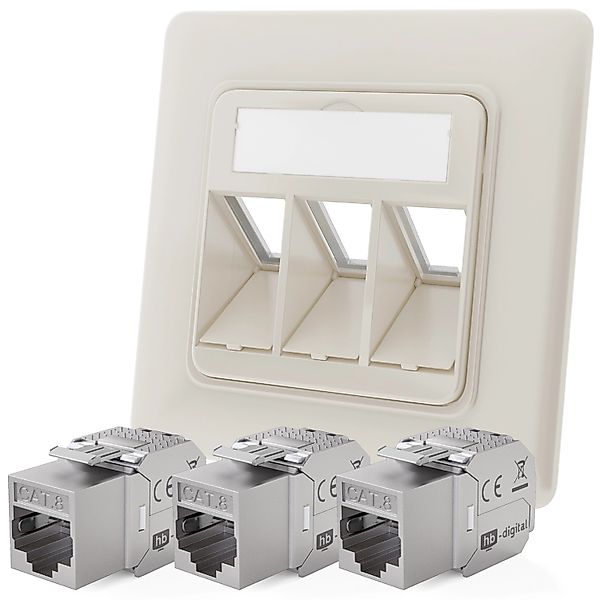 hb-digital Netzwerkdose Unterputz Einsatz 3 Port mit 3x Keystone Modul CAT günstig online kaufen