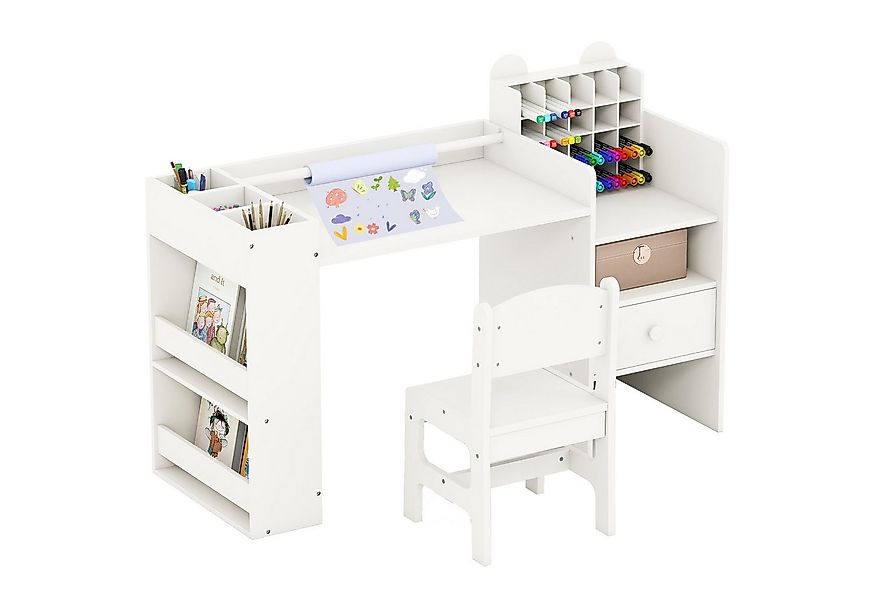COSTWAY Kinderschreibtisch, Kinder Schreibtisch Set mit abnehmbarem Papierr günstig online kaufen