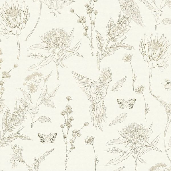 PROFHOME 394293-GU Vogel Tapete Blumen Matt Weiß Grün 0,53 m x 10,05 m 5,33 günstig online kaufen