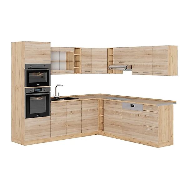 Vicco R-Line Eckküche Sonoma/Goldkraft Eiche 237 x 60 cm ohne Arbeitsplatte günstig online kaufen