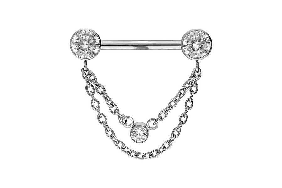 PIERCINGLINE Brustwarzenpiercing Titan Barbell mit Push Fit 2 KETTEN + KRIS günstig online kaufen
