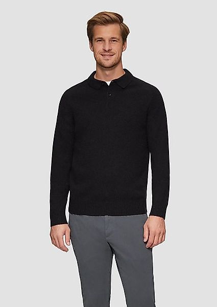 s.Oliver Strickpullover Softer Polo-Strickpullover aus reiner Wolle Rippble günstig online kaufen