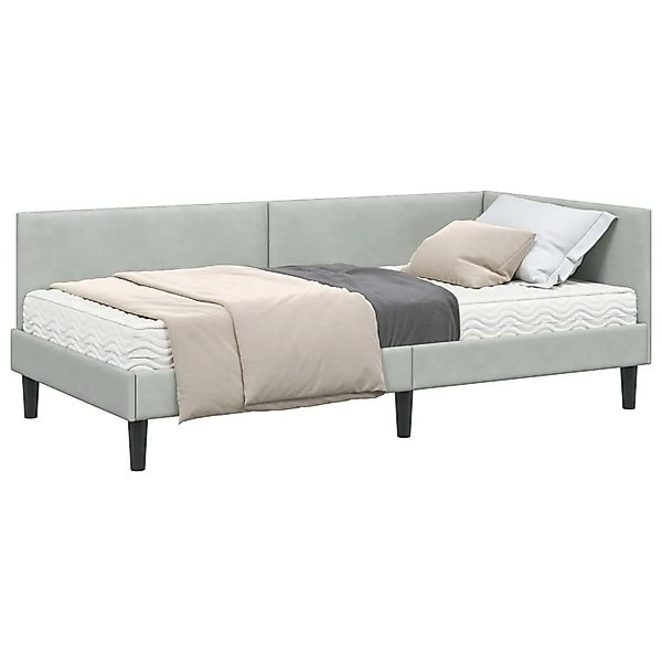 vidaXL Eckbettgestell mit Matratze Sonstiges 2-Tlg Hellgrau Samt 3393778 günstig online kaufen