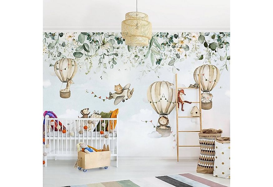 Bilderdepot24 Kindertapete Tropischer Flug Aquarell Kinder Kunst Tiere Welt günstig online kaufen