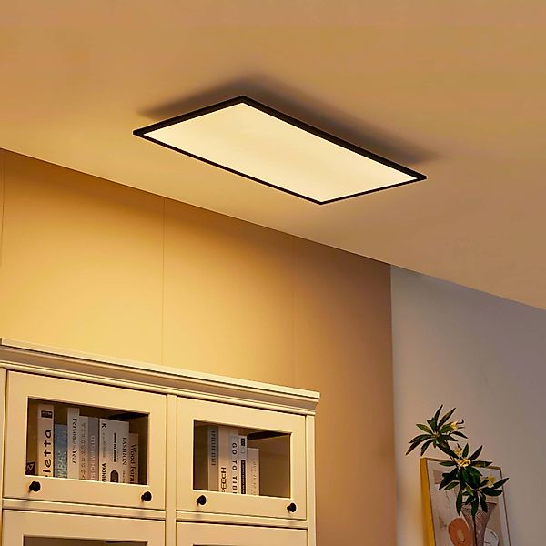 Lindby LED-Panel Lamin, schwarz, 80 cm, CCT, dimmbar, Remote günstig online kaufen
