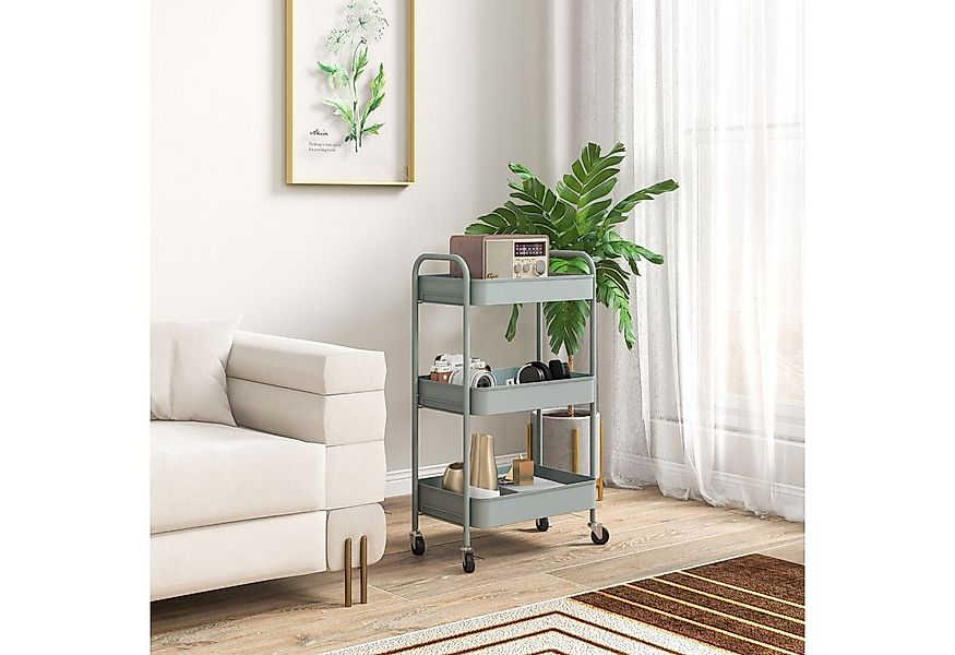 HOMCOM Servierwagen Rollwagen mit 3 Etagen, (Beistellwagen, 1 St., Aufbewah günstig online kaufen