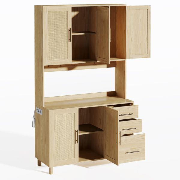 Odikalo Küchenbuffet Buffetschrank Sideboard Schubladen Natur/Schwarz günstig online kaufen