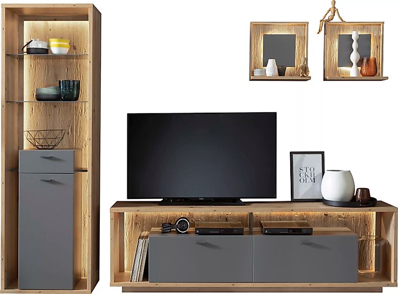 MCA furniture Wohnwand "Lizzano", (Set, 4 St.), im modernen Landhausstil mi günstig online kaufen