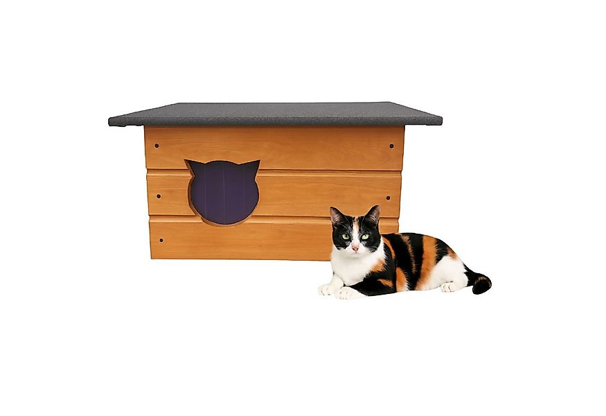 QLS Katzenhaus Isoliert aus Holz 60x40x40 cm, Outdoor Draußen Winterfest mi günstig online kaufen