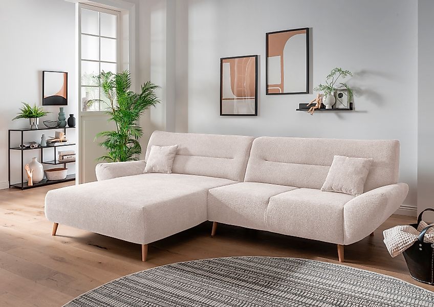 INOSIGN Ecksofa »Drago, elegant und zeitlos, komfortabel, Holzfuß, L-Form«, günstig online kaufen