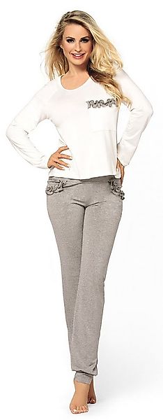 DKaren Pyjama bequemer Damen-Schlafanzug mit charmanten Rüschen, Nachtwäsch günstig online kaufen