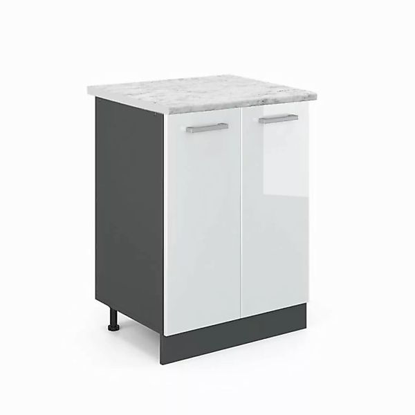 Vicco Unterschrank R-Line, Weiß Hochglanz/Anthrazit, AP Marmor günstig online kaufen