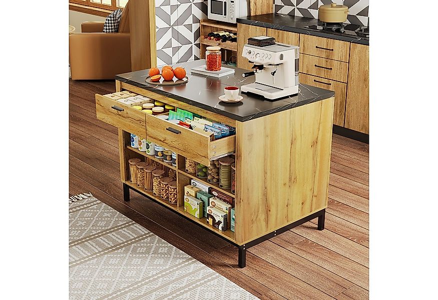 Flieks Kücheninsel mit 2 Schubladen und 4 offenen Fächern im Landhausstil, günstig online kaufen