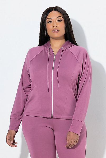 Ulla Popken Sweatjacke Sweatjacke Kapuze Zipptaschen Raglan-Langarm günstig online kaufen
