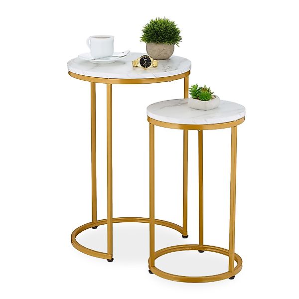 relaxdays Satztisch 2er Set Marmoroptik & günstig online kaufen