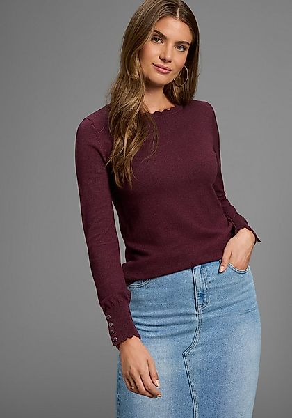 Laura Scott Strickpullover kuscheliger Feinstrick mit femininer Wellenkante günstig online kaufen