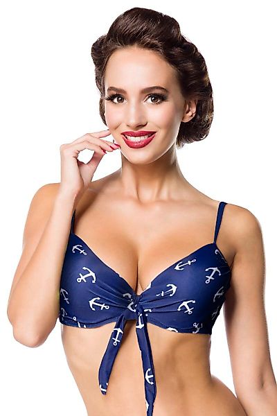 Belsira Vintage Bikini-Oberteil Blau mit Ankern günstig online kaufen