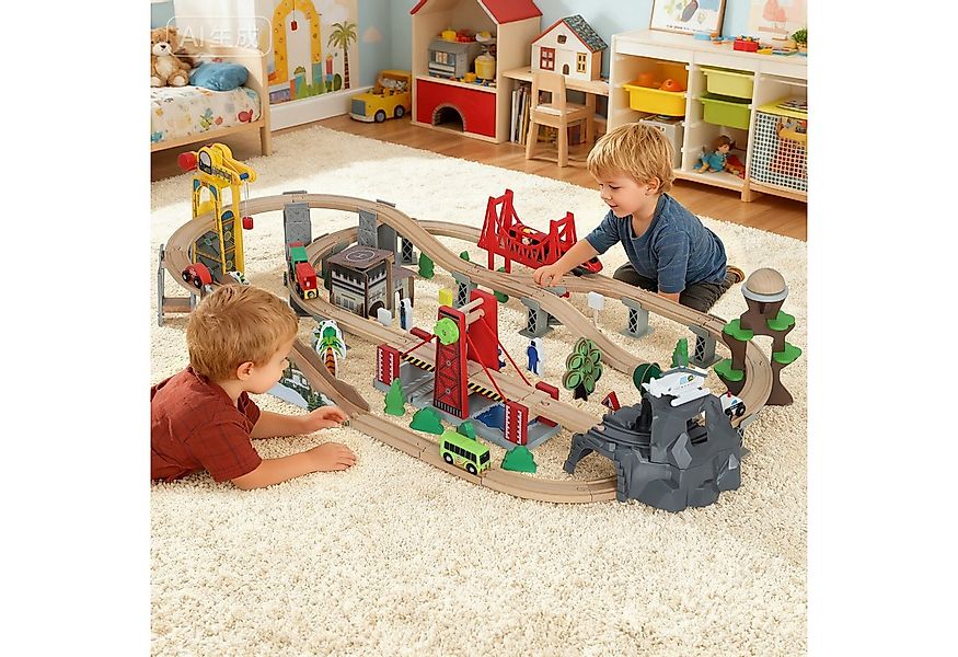 AIYAPLAY Spielzeugeisenbahn-Set mit Elektrische Lok, Zügen, Grundplatte, Sc günstig online kaufen