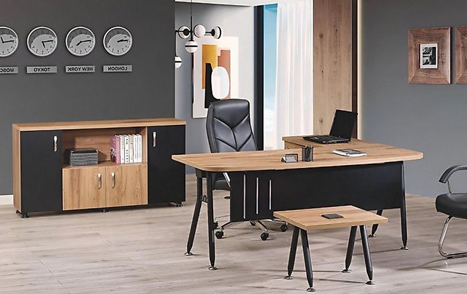 Xlmoebel Sofa Schreibtisch-Set für das Büro, bestehend aus 3 Teilen in Schw günstig online kaufen