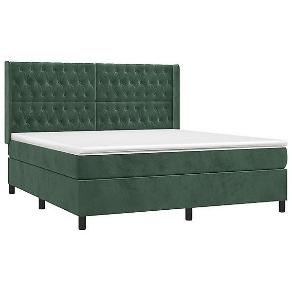 vidaXL Bett Boxspringbett mit Matratze & LED Dunkelgrün 160x200 cm Samt günstig online kaufen