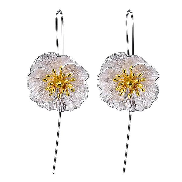 Runde Perlé Paar Ohrhänger "Blühende Mohnblume", günstig online kaufen