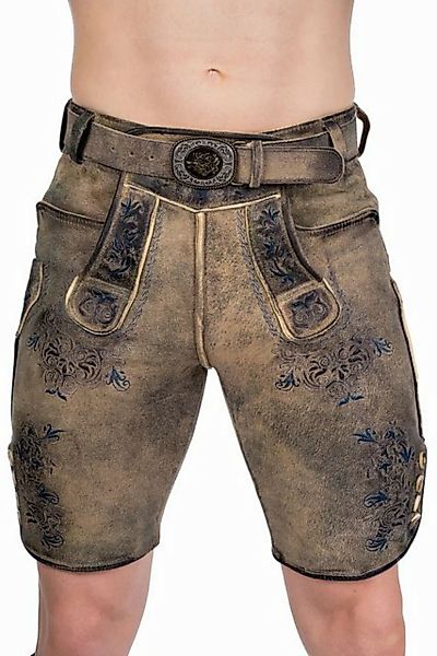 Maddox Trachtenlederhose Lederhose Herren kurz - BUCHNER - beige antik/blau günstig online kaufen