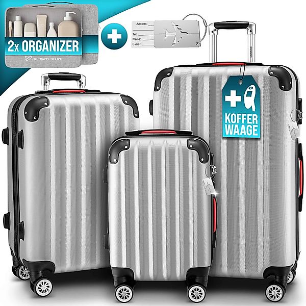 monzana Kofferset, Koffer Zwillingsrollen Zahlenschloss Waage günstig online kaufen