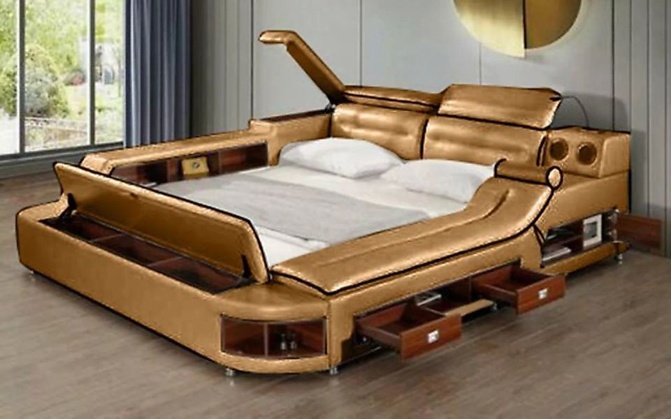 JVmoebel Bett Luxus Bett Leder Betten 180x200 Multifunktion Schlafzimmer So günstig online kaufen