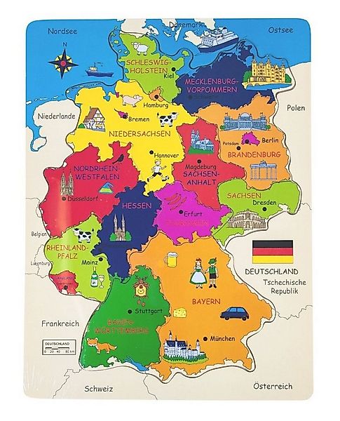 BURI Steckpuzzle Holzpuzzle Deutschland Kinderpuzzle Puzzlespiel Lernpuzzle günstig online kaufen