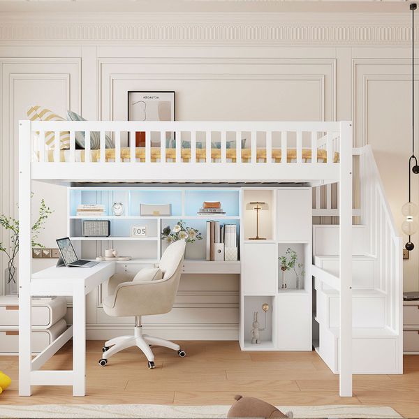 Flieks Hochbett Kinderbett 140x200cm mit Ambientelicht, günstig online kaufen